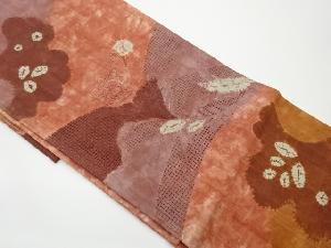 リサイクル　手織紬汕頭相良刺繍絞り花模様袋帯
